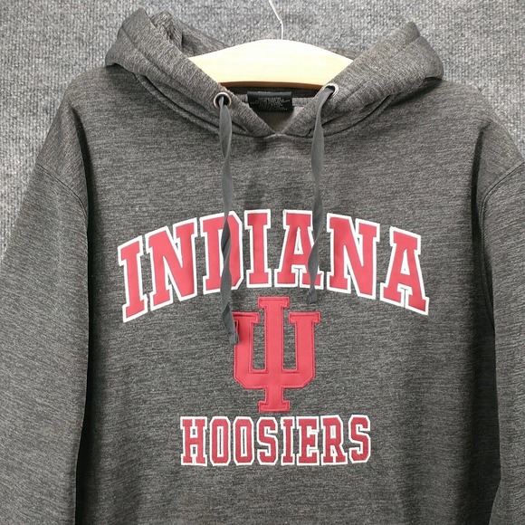Colosseum Men's Hoodie Gray Large Indiana Hoosiers Pullover Long Sleeve Pockets - Picture 3 of 15